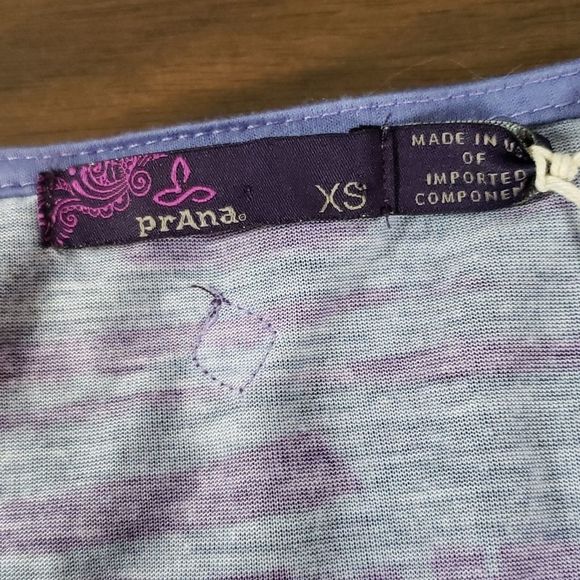 prAna Womens Aleah Top‎ Lightweight Semi Sheer Shirt XS Purple Abstract - Picture 3 of 6